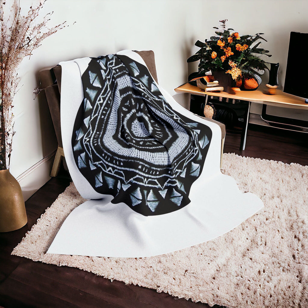 “MAYA” Cymatic Arctic Fleece Blanket (White)