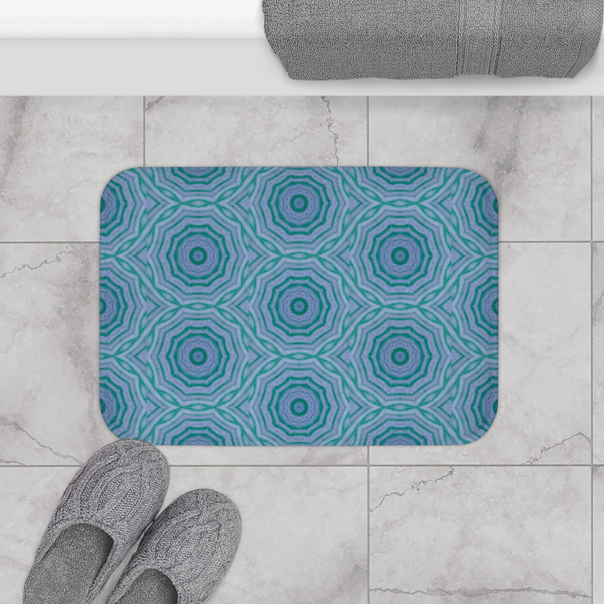 "GR33N3RY" Cymatic Print Bath Mat