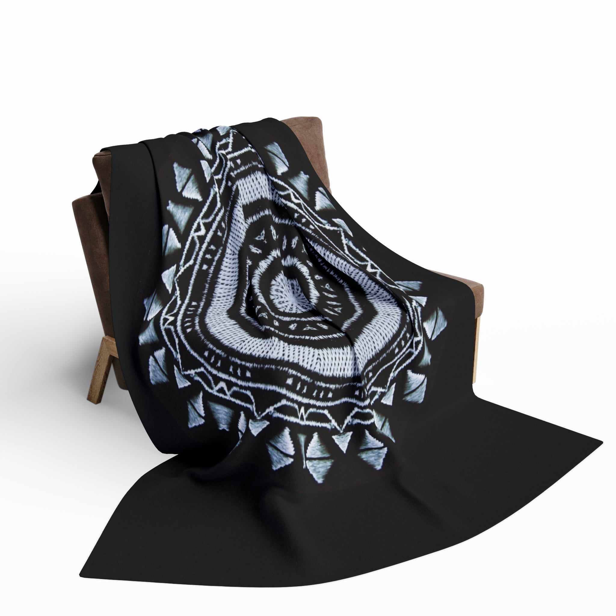 “MAYA” Cymatic Arctic Fleece Blanket (Black)