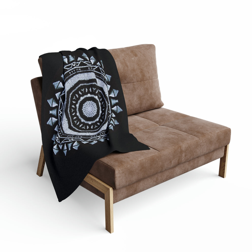 “MAYA” Cymatic Arctic Fleece Blanket (Black)