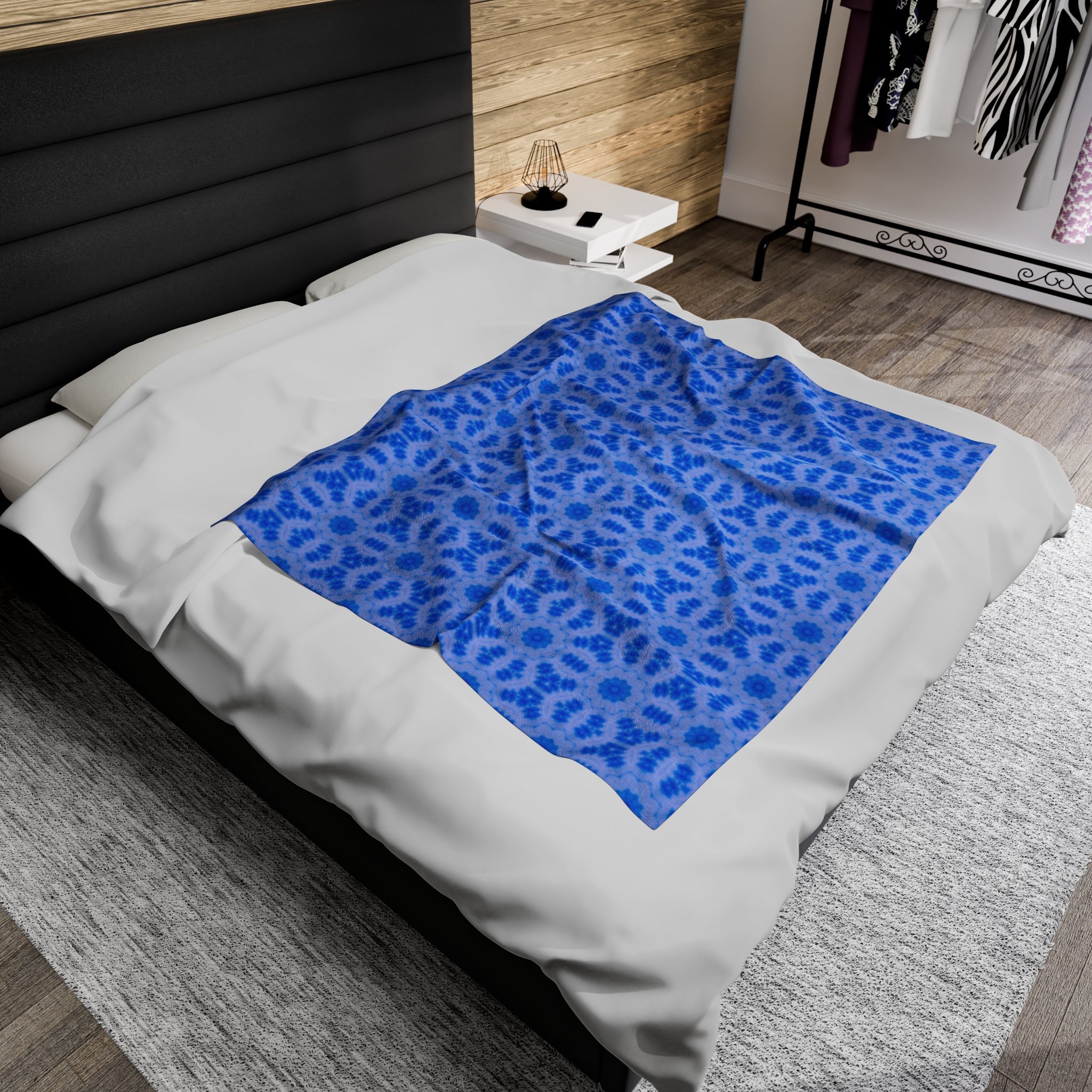“BLU3DR3AM” Cymatic AOP Velveteen Blanket