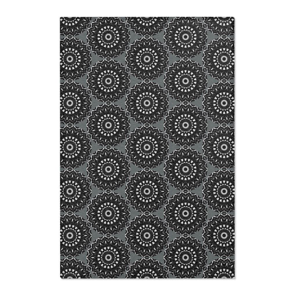 “TRIBAL” Cymatic Print Area Rug (Dark Grey)