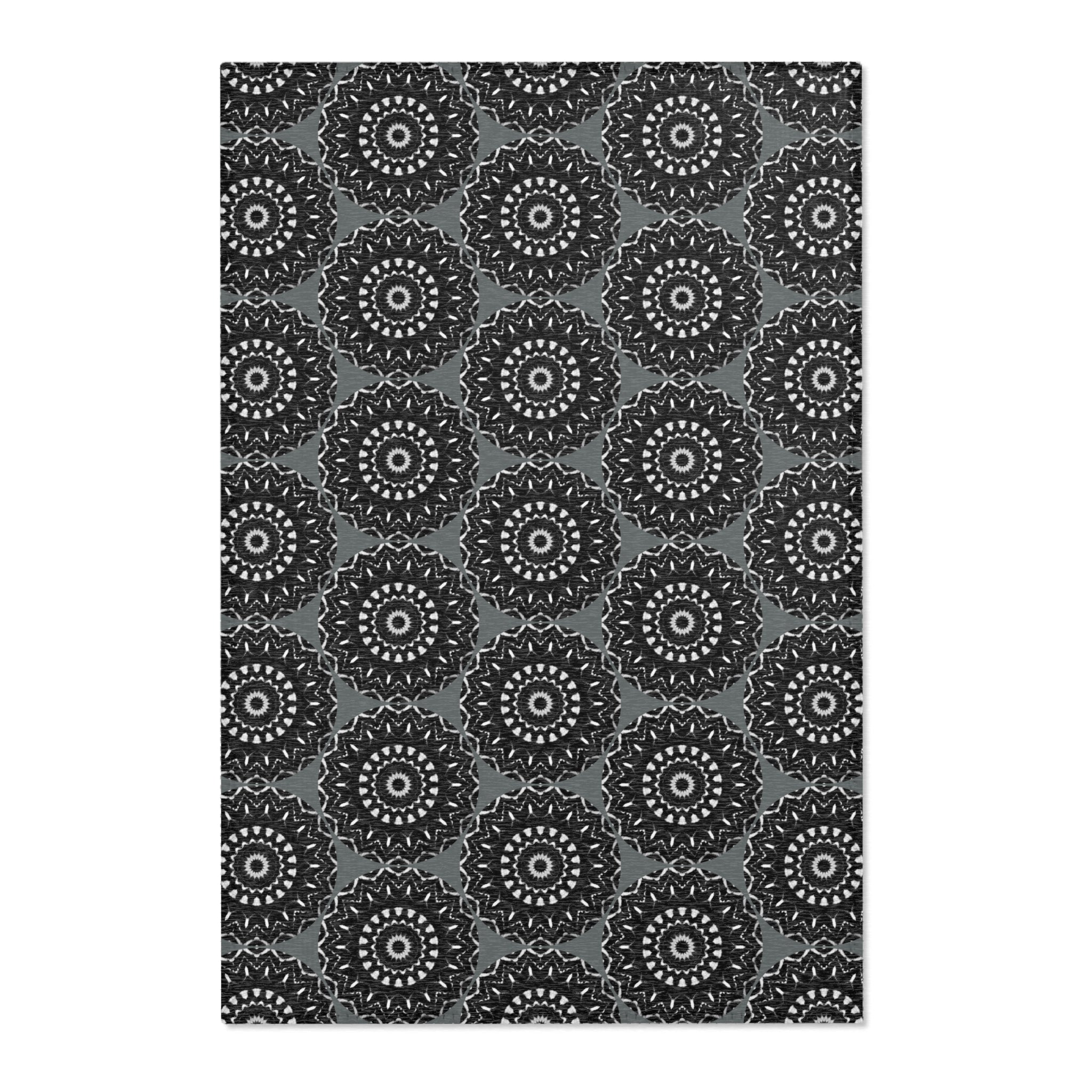 “TRIBAL” Cymatic Print Area Rug (Dark Grey)
