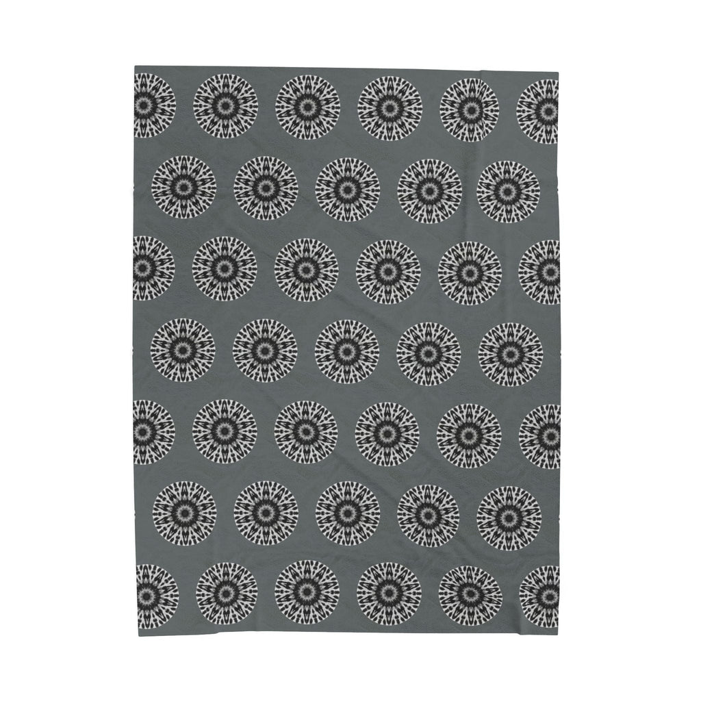 “E-VEIL I” Cymatic AOP Velveteen Blanket (Dark Grey)