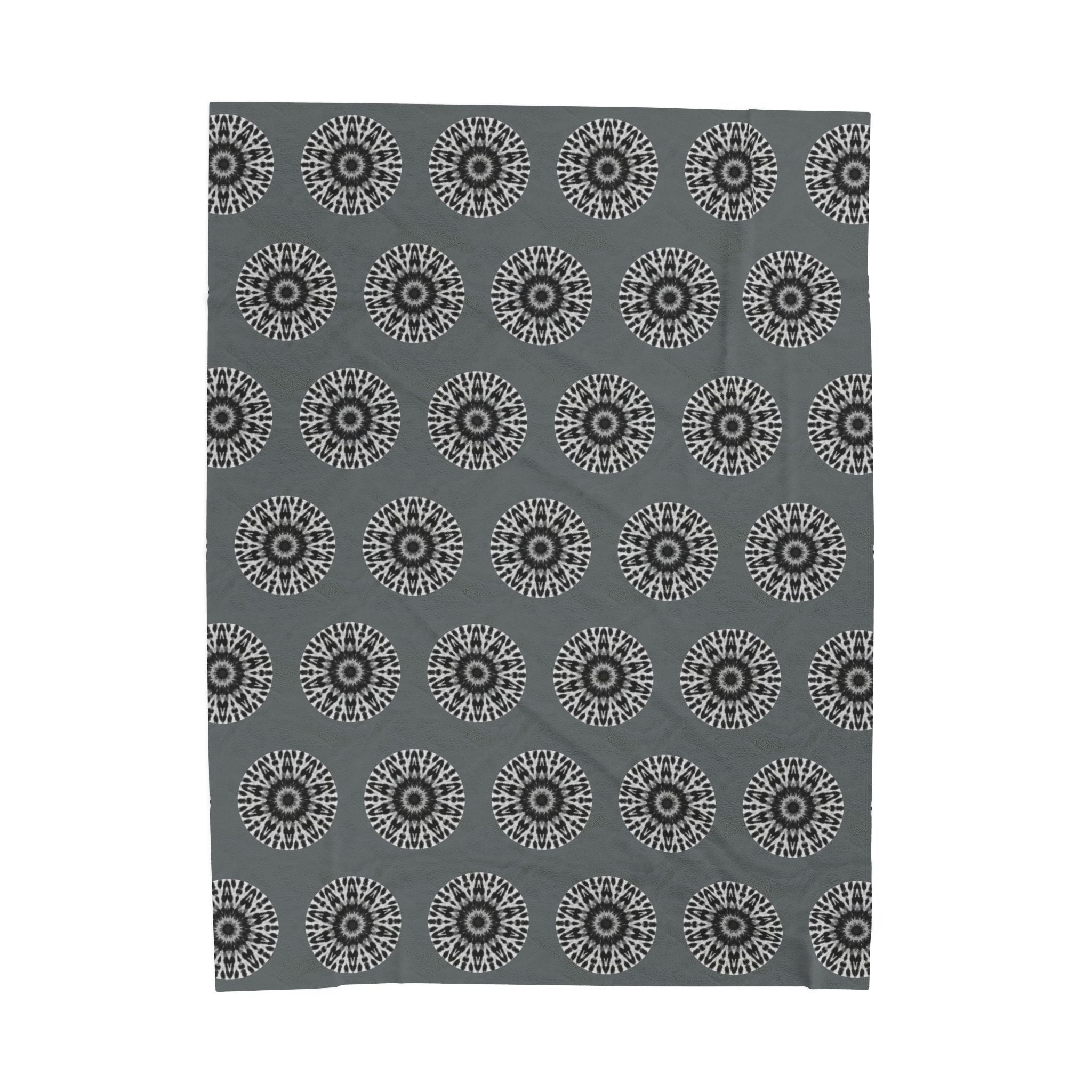 “E-VEIL I” Cymatic AOP Velveteen Blanket (Dark Grey)