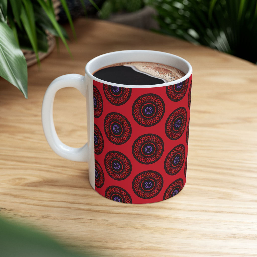 “VESI” Cymatic AOP Ceramic Mug (Dark Red)