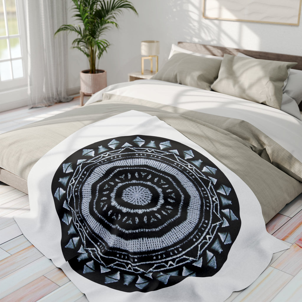 “MAYA” Cymatic Arctic Fleece Blanket (White)