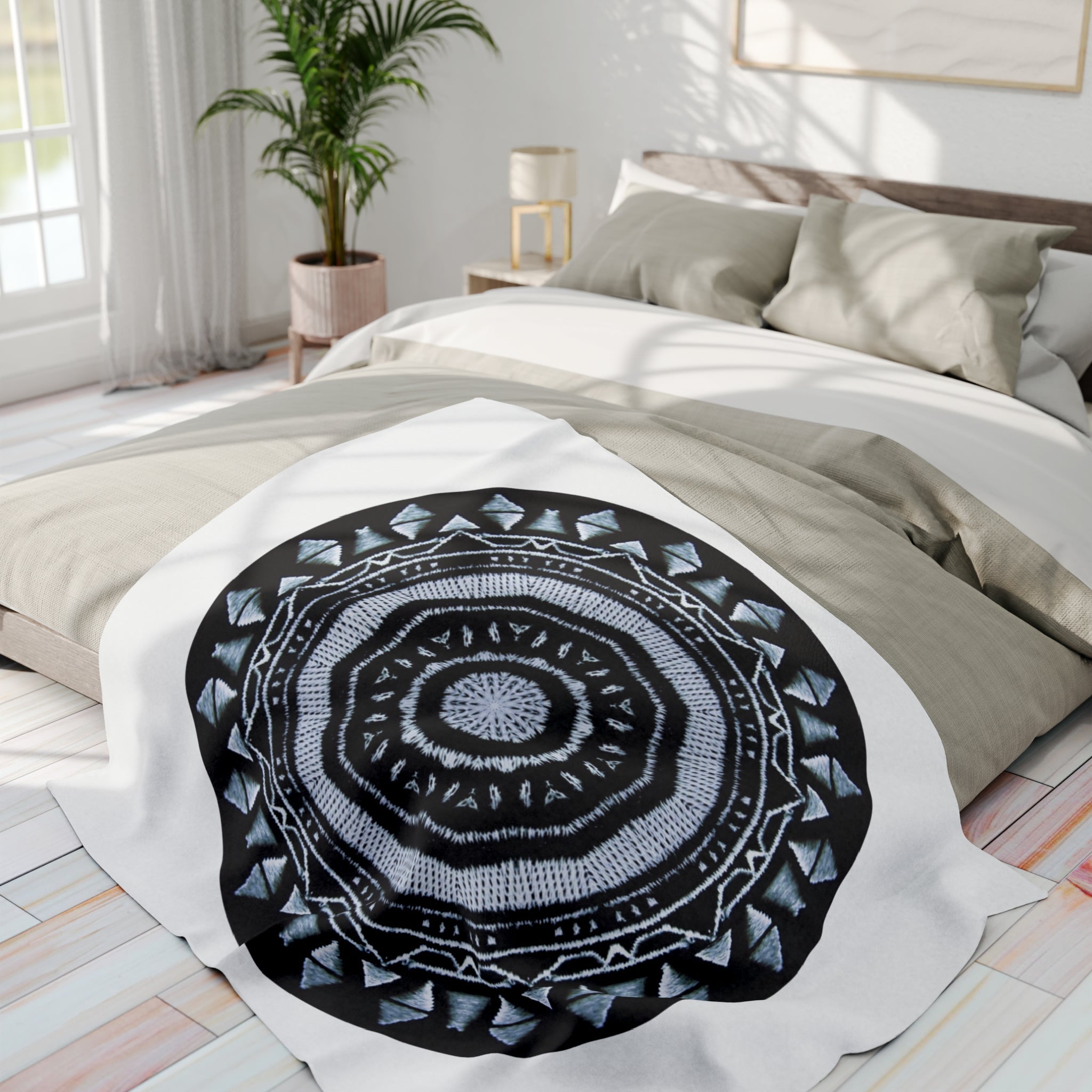 “MAYA” Cymatic Arctic Fleece Blanket (White)