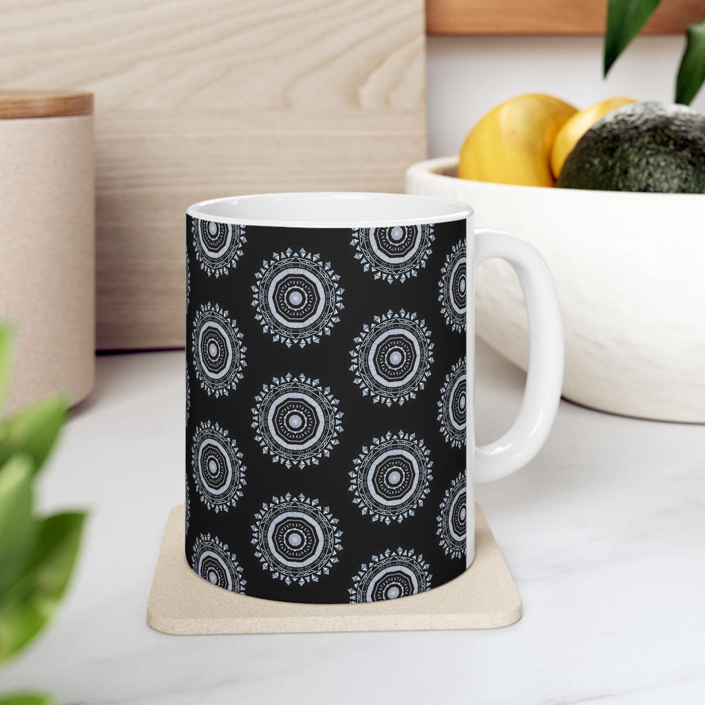 “MAYA” Cymatic AOP Ceramic Mug (Black)