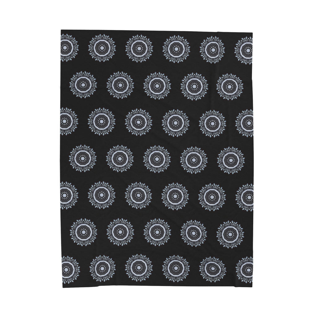 “MAYA” Cymatic AOP Velveteen Blanket (Black)