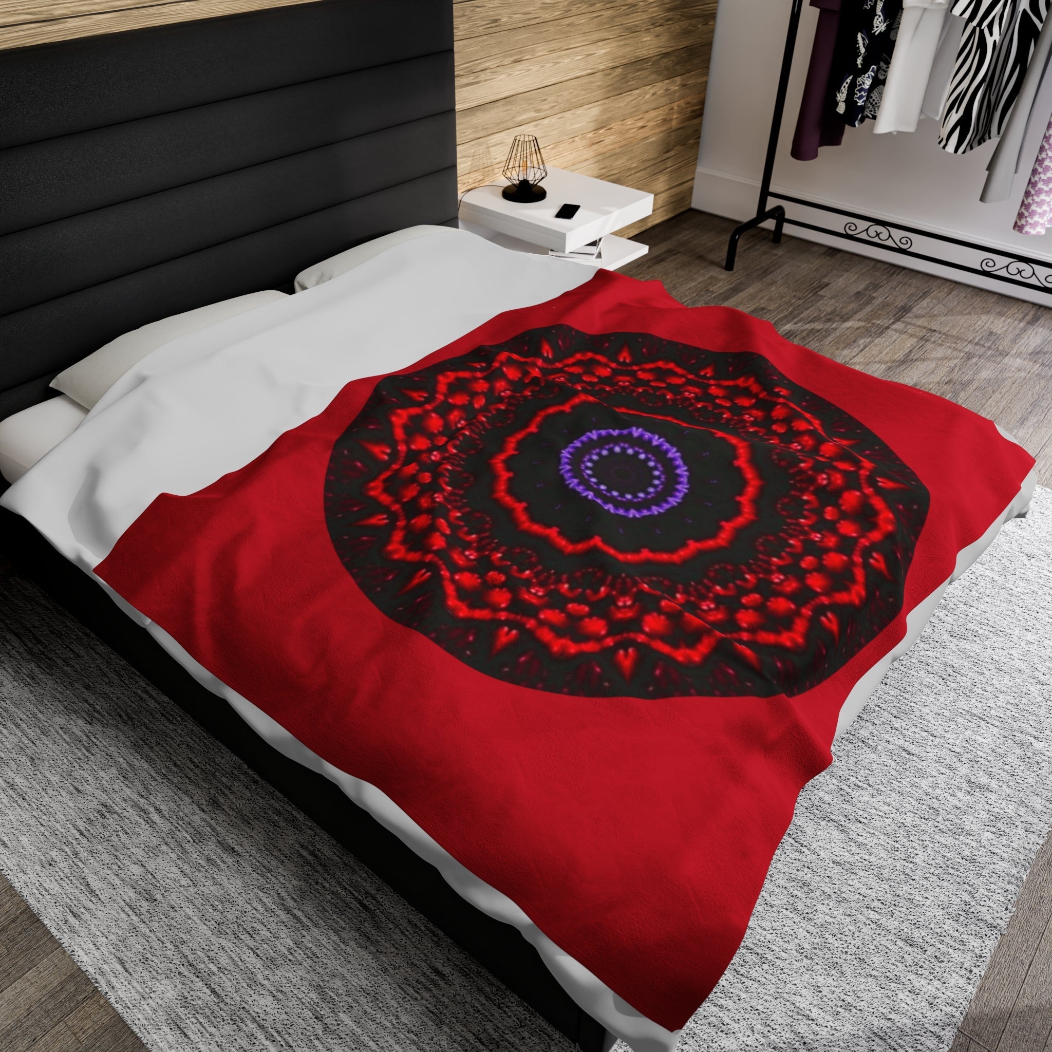 “VESI-2” Cymatic Velveteen Blanket (Red)