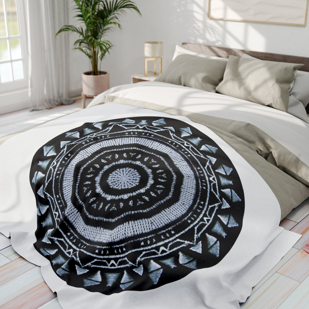 “MAYA” Cymatic Arctic Fleece Blanket (White)