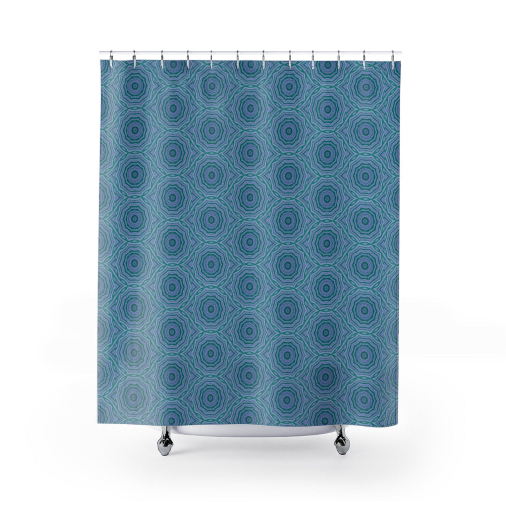 "GR33N3RY" Cymatic Print Shower Curtains