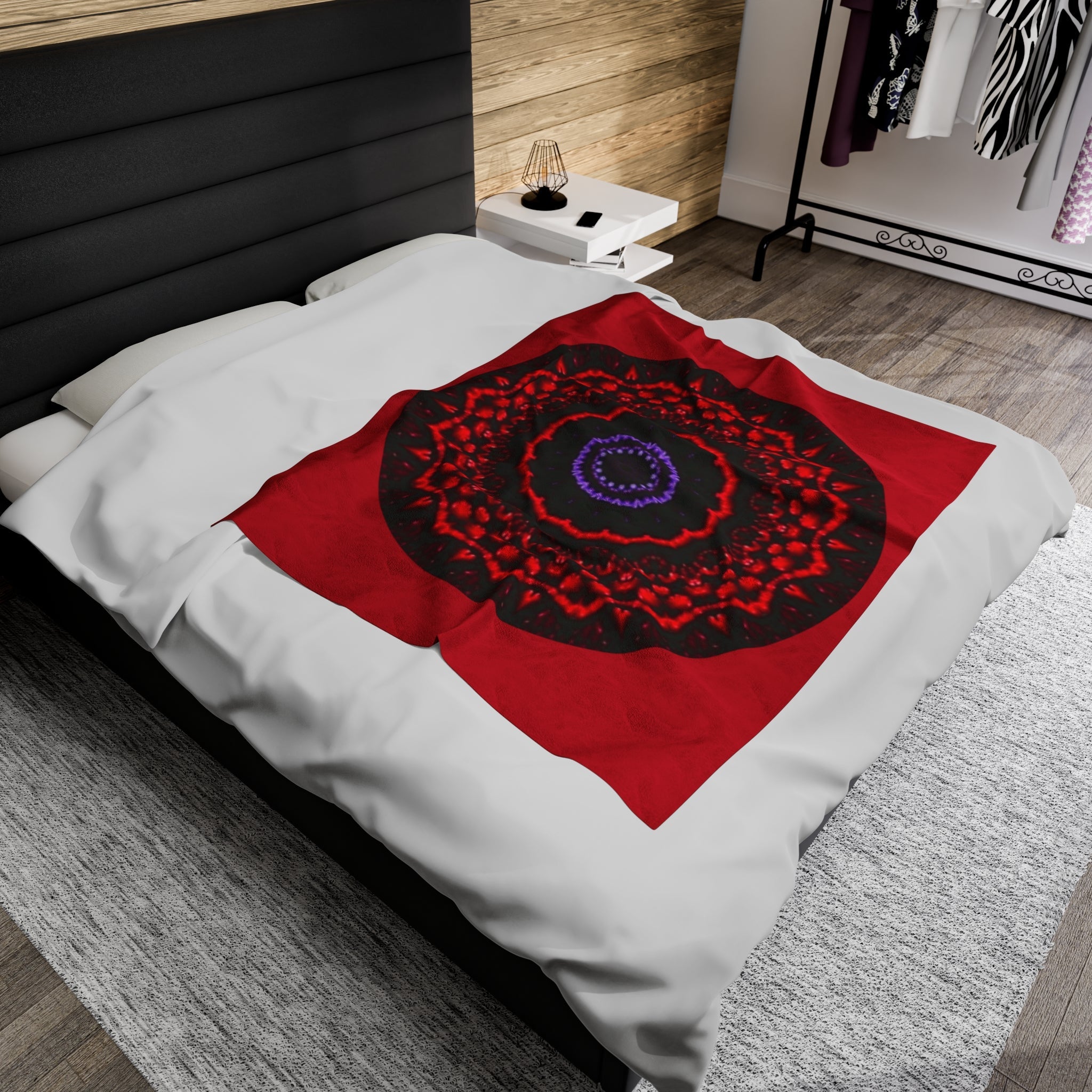 “VESI-2” Cymatic Velveteen Blanket (Red)
