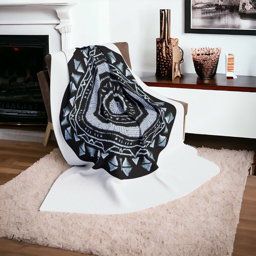 “MAYA” Cymatic Arctic Fleece Blanket (White)