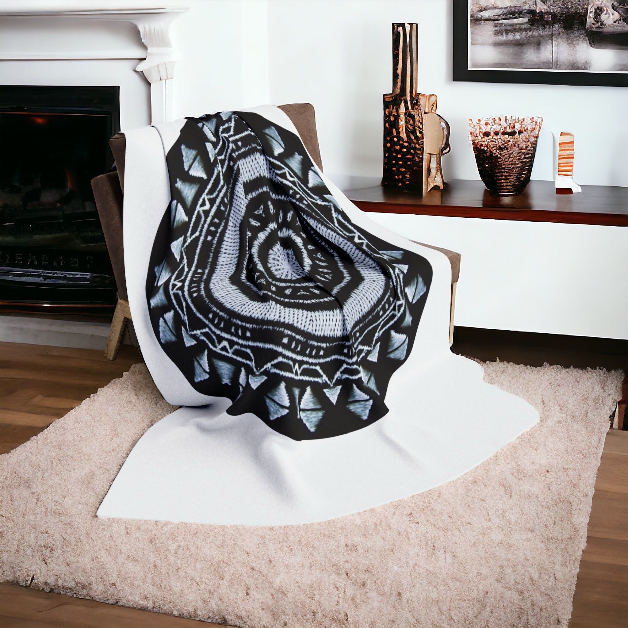 “MAYA” Cymatic Arctic Fleece Blanket (White)