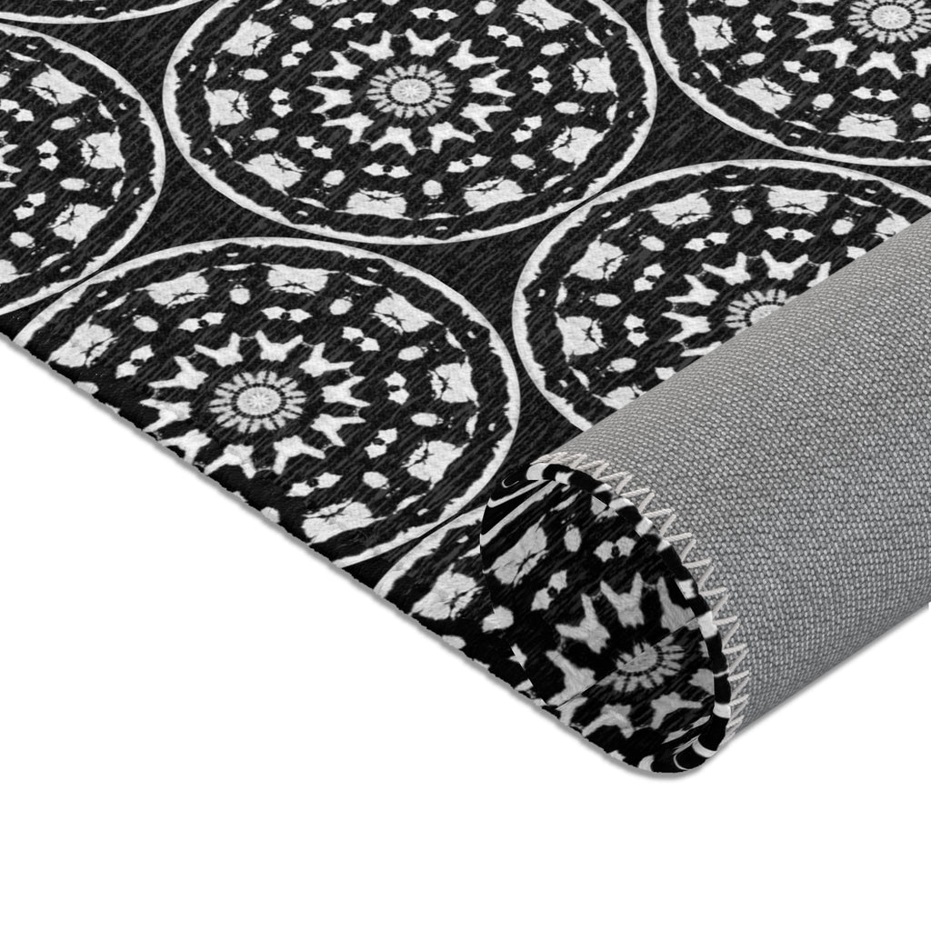 “STMPUNK” Cymatic Print Area Rug (Black)