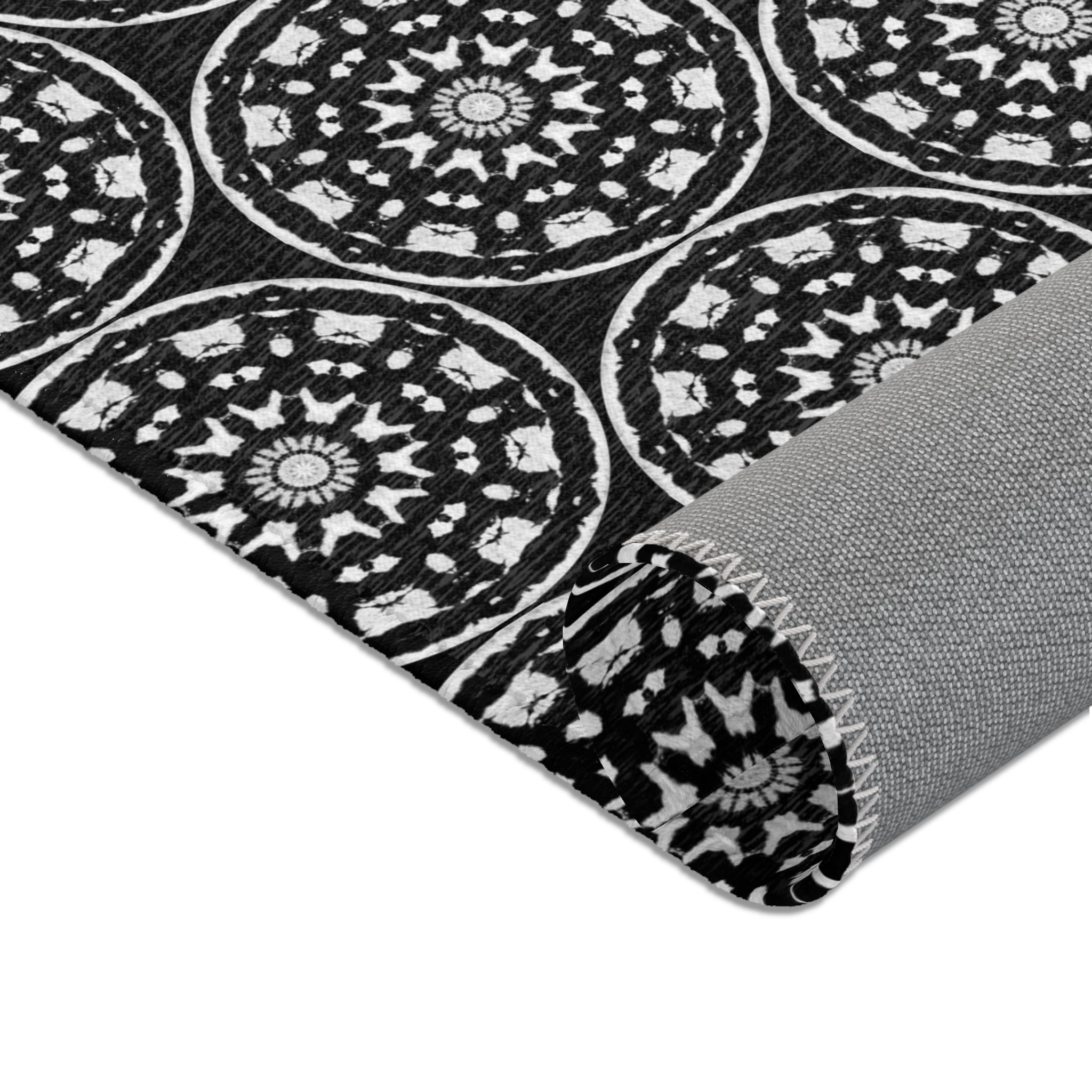 “STMPUNK” Cymatic Print Area Rug (Black)