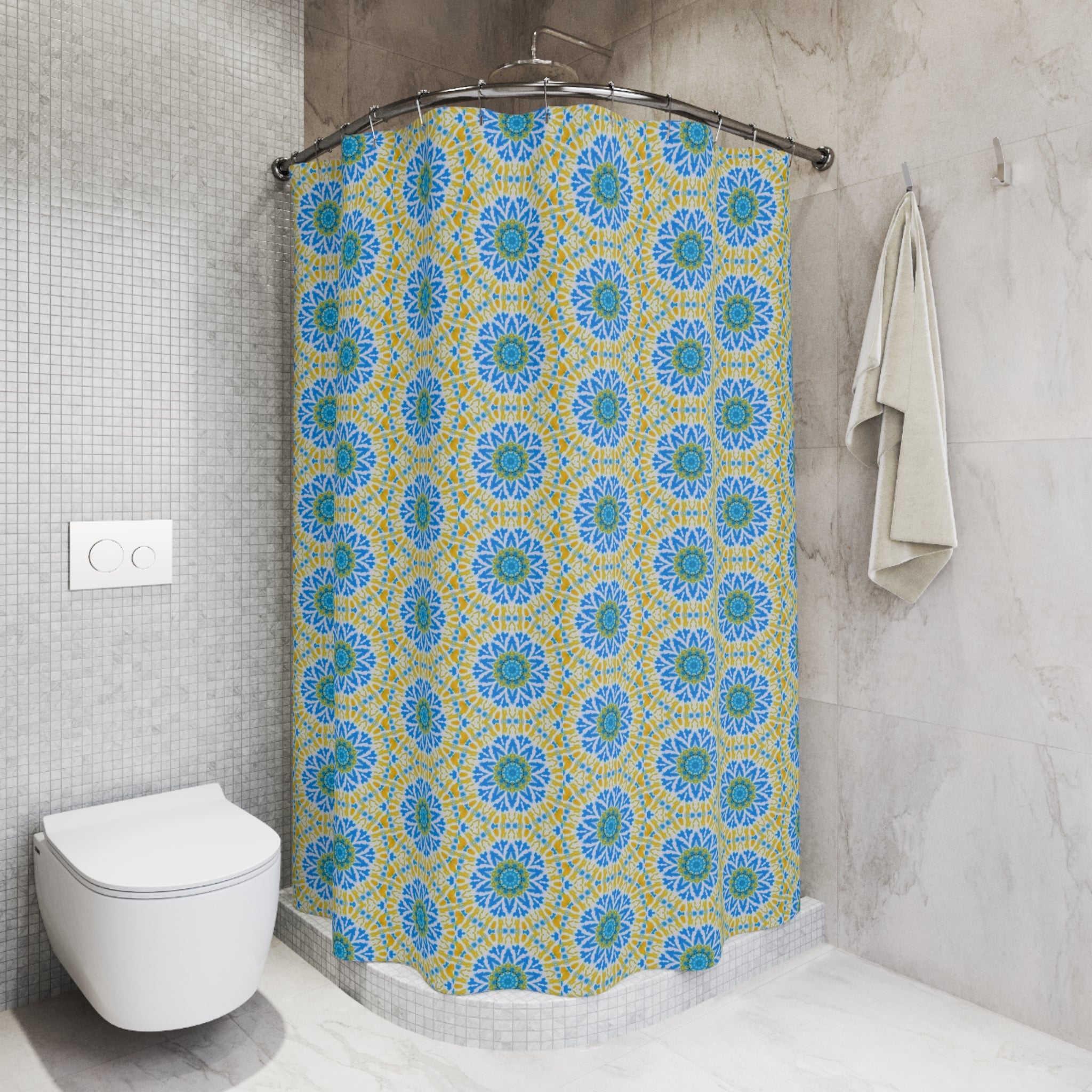 "GETA" Cymatic Print Shower Curtains