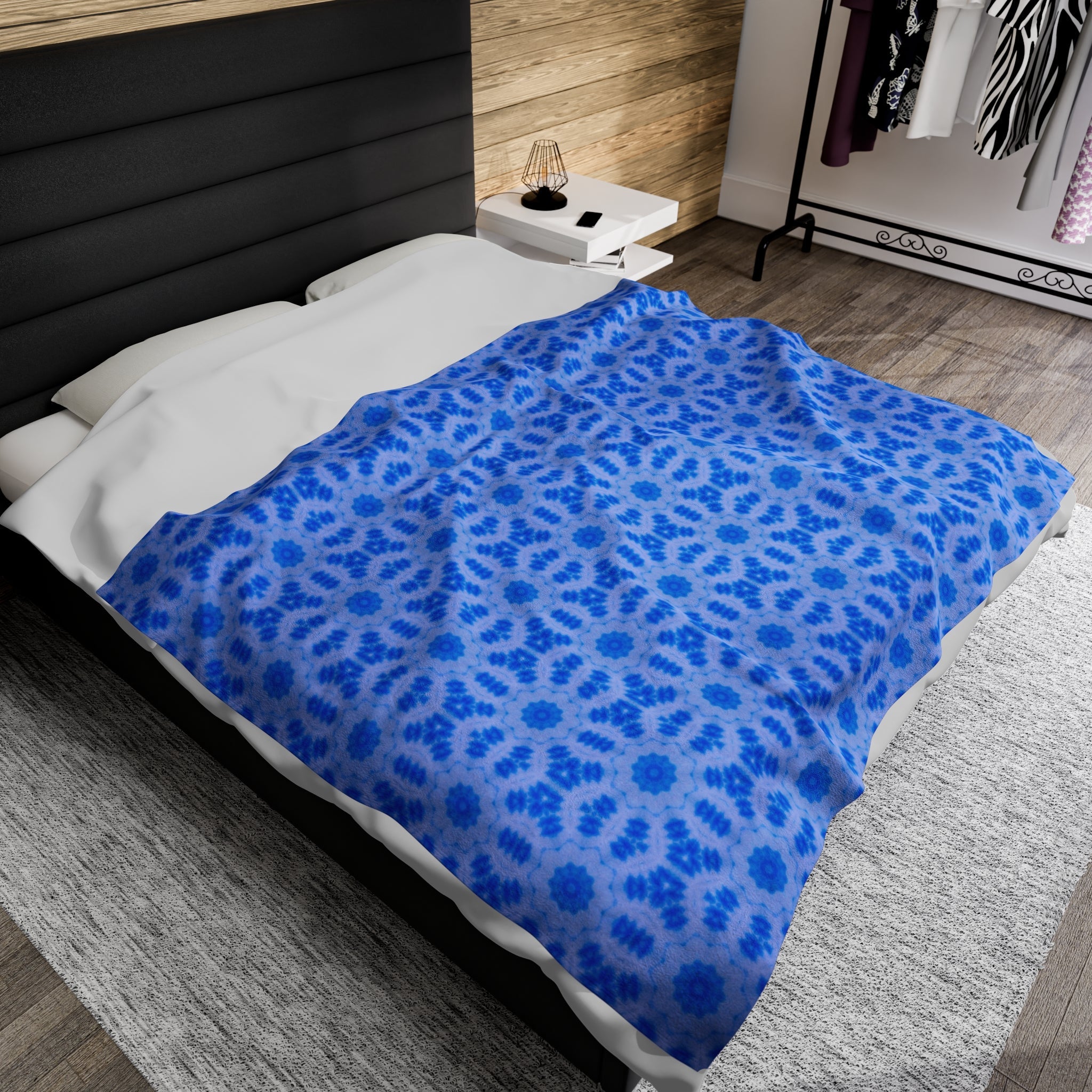 “BLU3DR3AM” Cymatic AOP Velveteen Blanket
