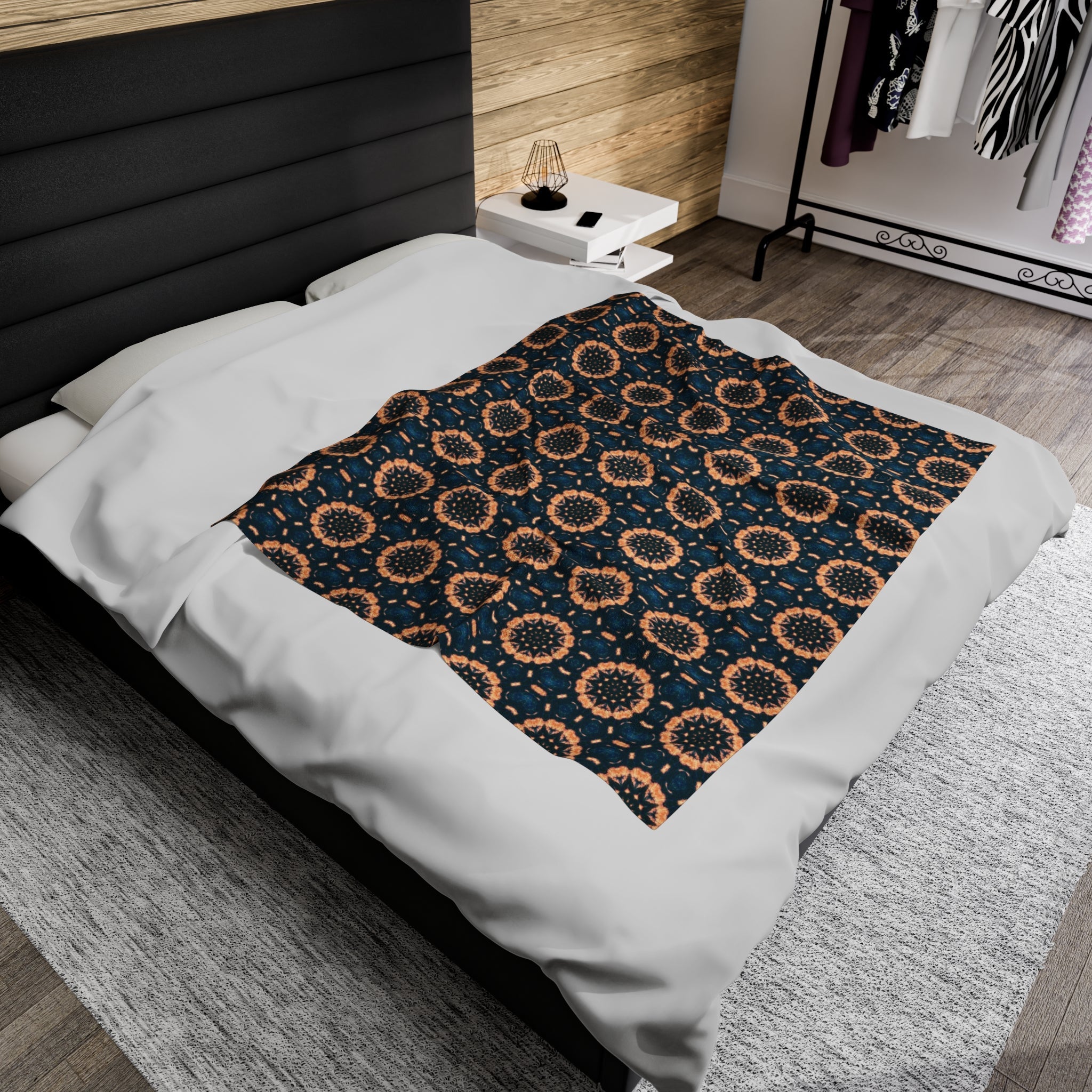 “BLKSUN” Cymatic AOP Velveteen Blanket