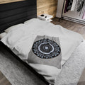 “MAYA” Cymatic Print Velveteen Blanket (Grey)