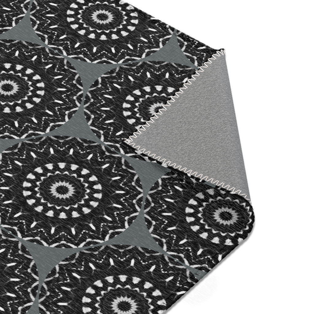 “TRIBAL” Cymatic Print Area Rug (Dark Grey)