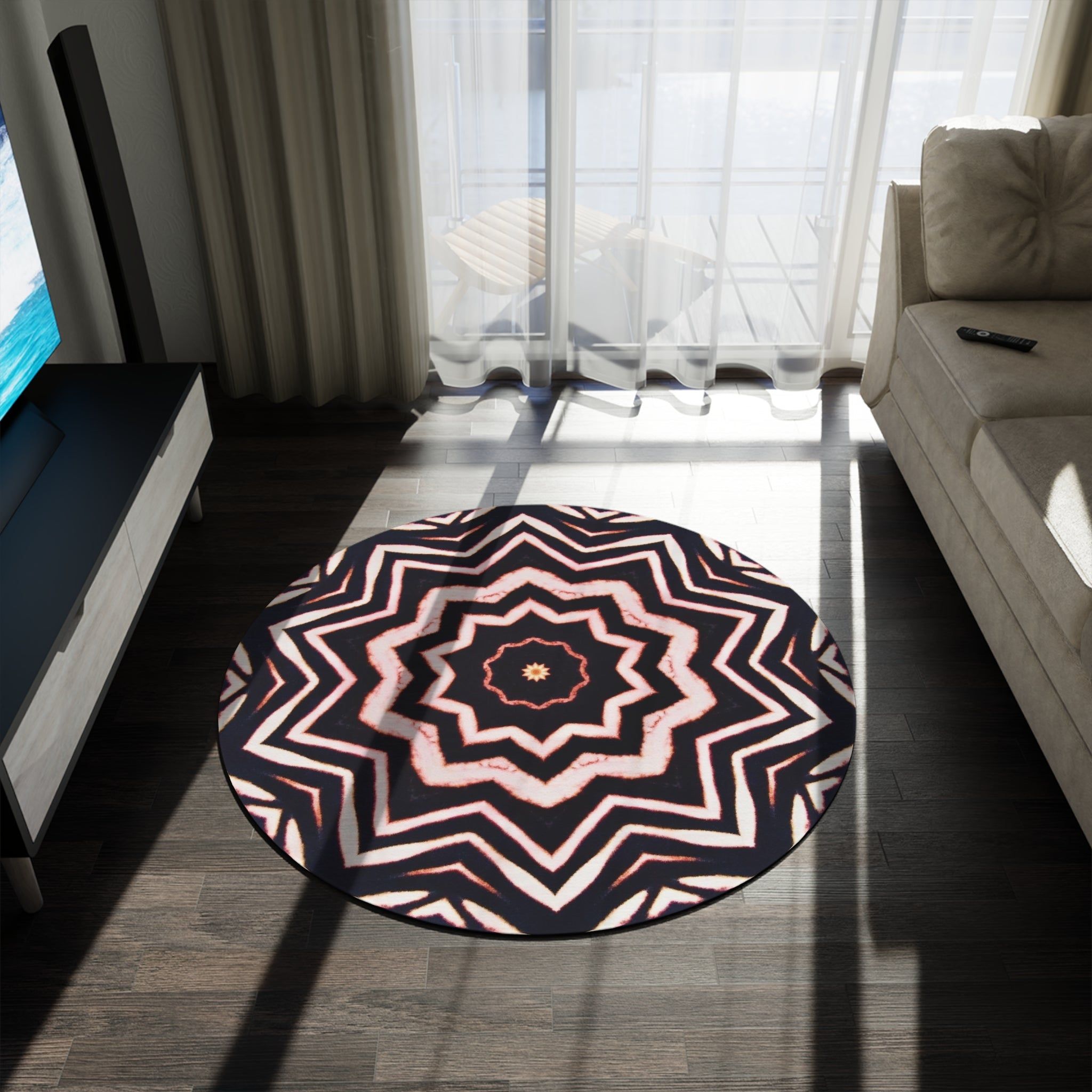 “A-BYSS” Cymatic Print Round Rug