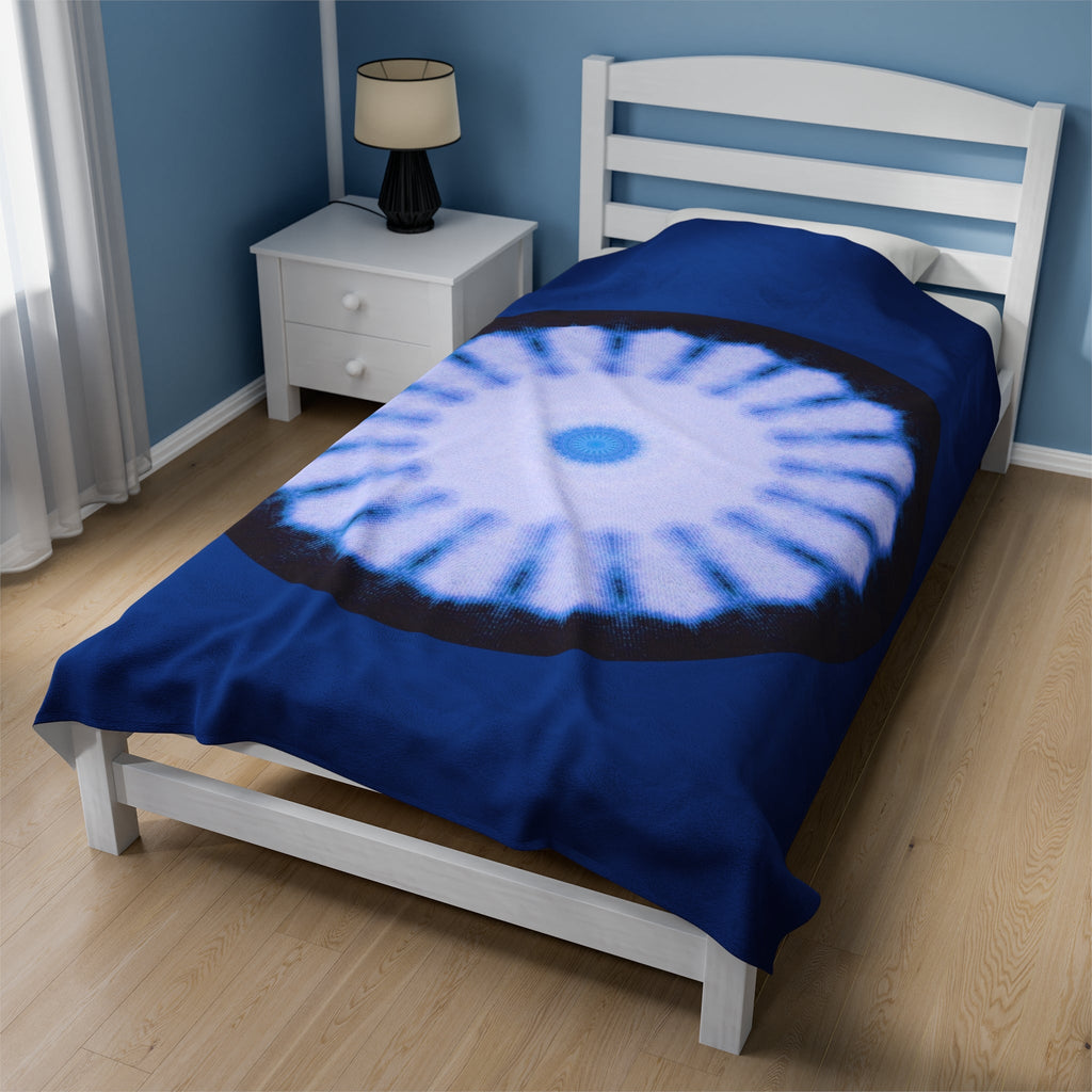 “SNWFLK-2” Cymatic Velveteen Blanket (Dark Blue)