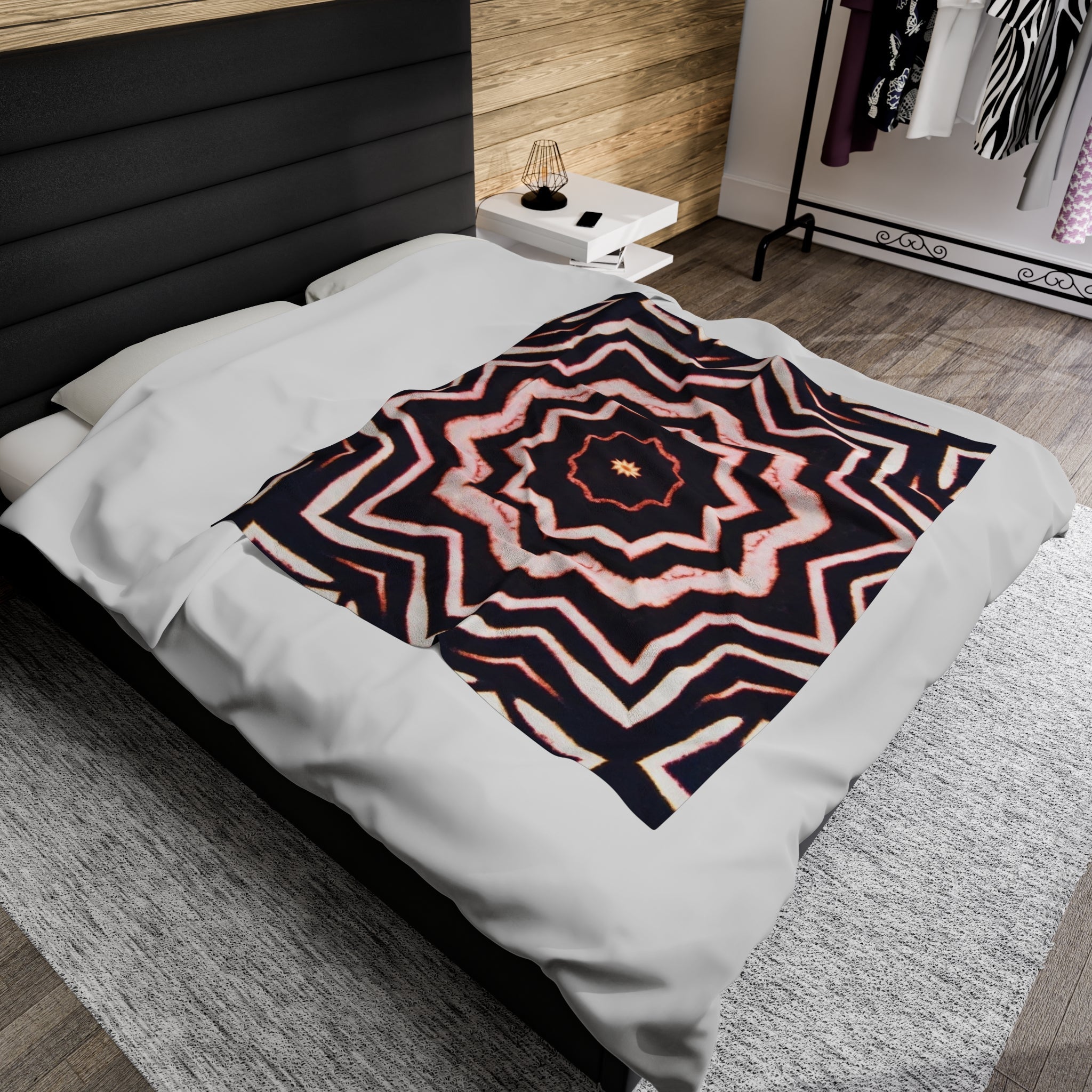 “A-BYSS” Cymatic Print Velveteen Blanket