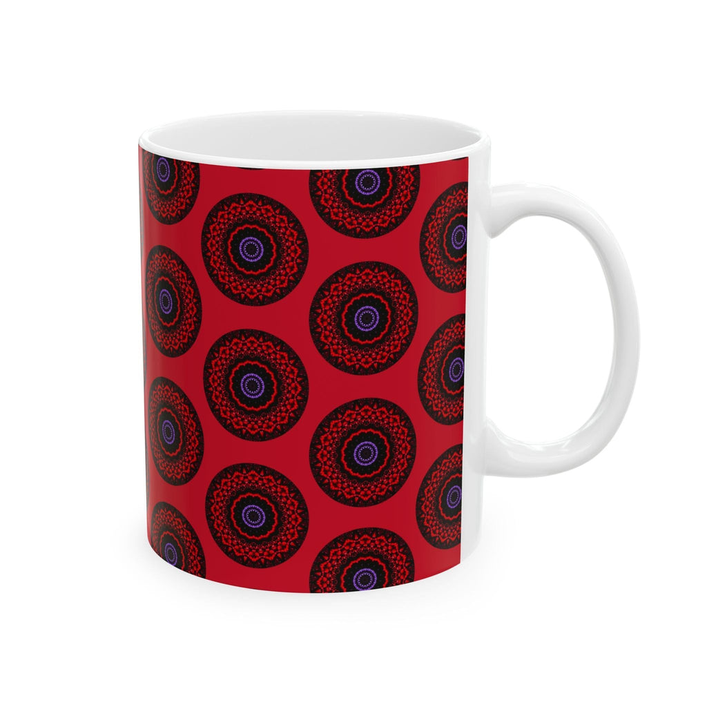 “VESI” Cymatic AOP Ceramic Mug (Dark Red)