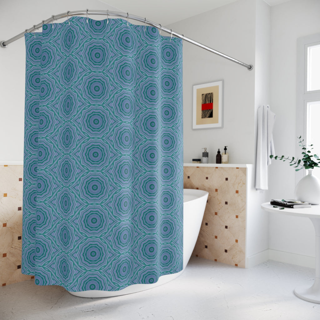 "GR33N3RY" Cymatic Print Shower Curtains