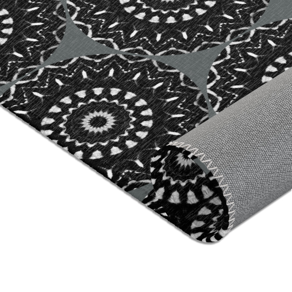 “TRIBAL” Cymatic Print Area Rug (Dark Grey)