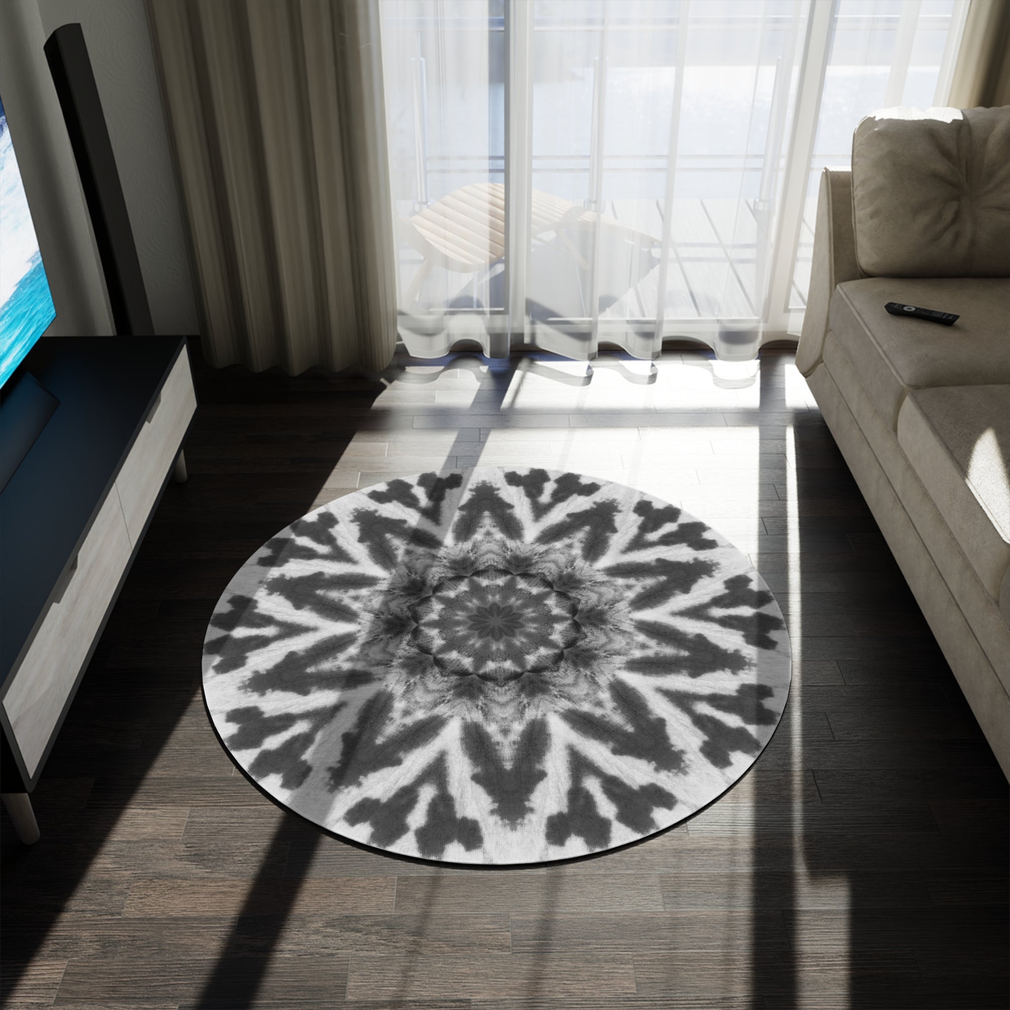 “GETA” Cymatic Round Rug (Noir)