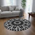 “E-VEIL I” Cymatic Round Rug (Noir)