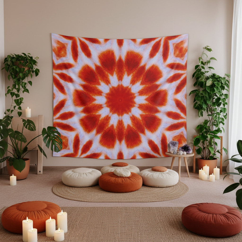 SACRAL Wall Tapestry in Serene Meditation Room
