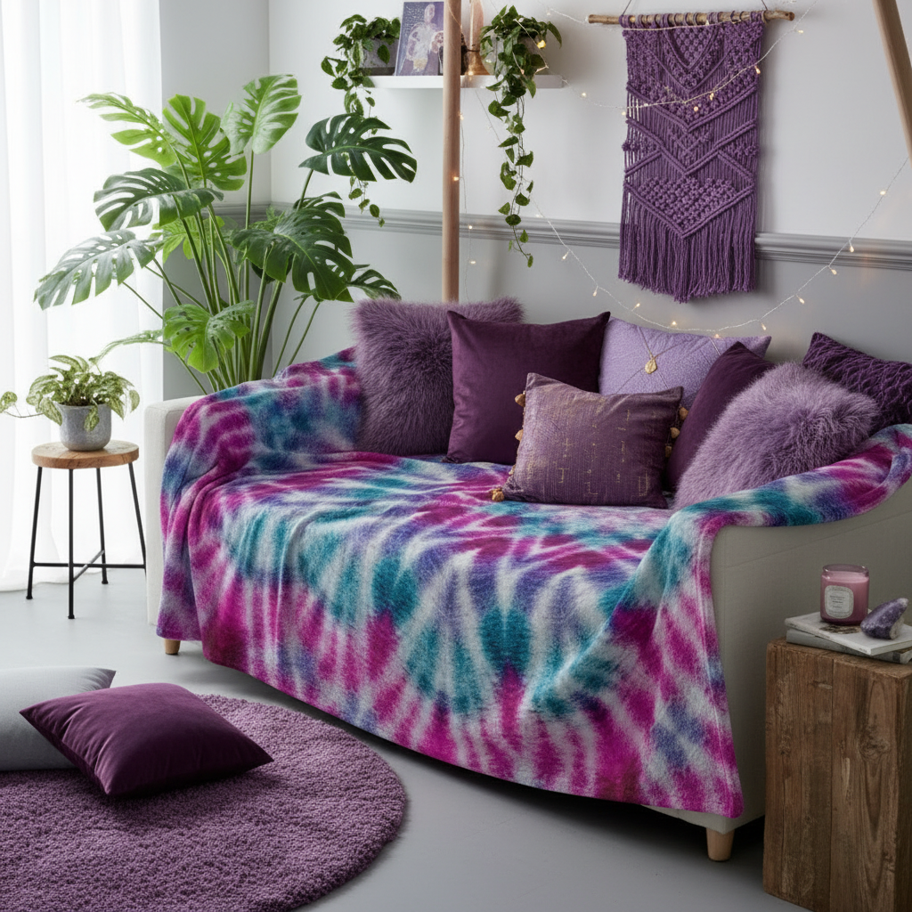 ULTRAVIOL3T Sherpa Fleece Blanket in Dreamy Bedroom